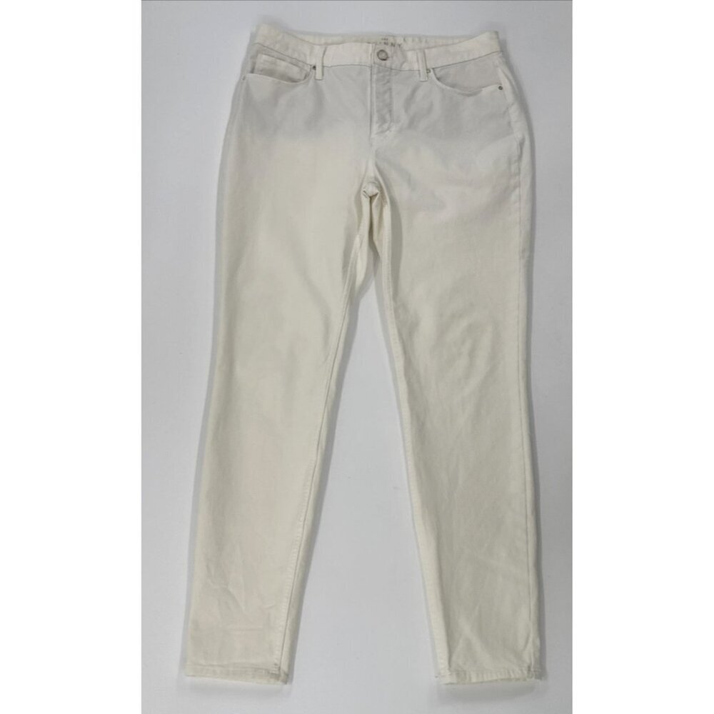 White House Black Market Pants Womens 8 Ivory Skinny Ankle Stretch Denim
